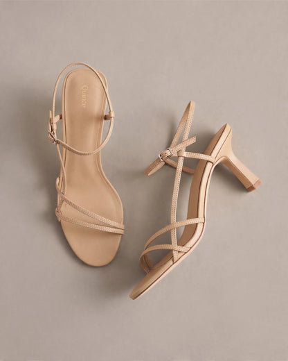 Italian Leather 70mm Strappy Heel - 5 / Metallic Gold