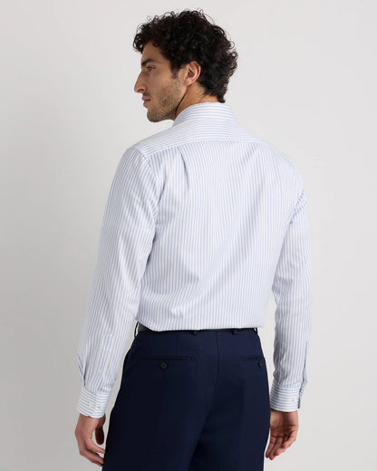 Organic Cotton Stretch Twill Dress Shirt - S / Grey Stripe