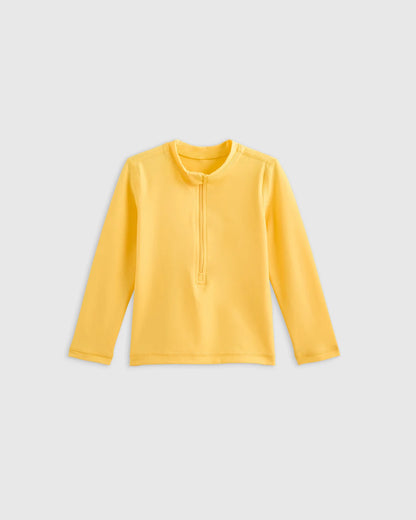 Long Sleeve Zip-Up Rash Guard - 2T / Yellow