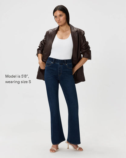 Nina Stretch Pull-On Flare Jeans - XS / Raven Black