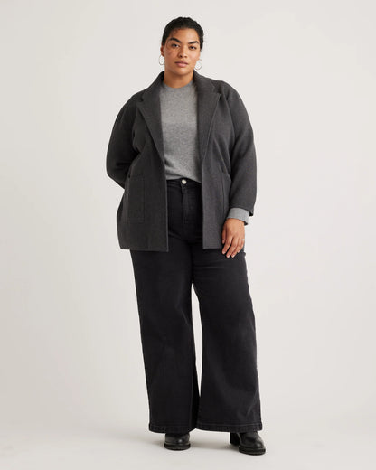 100% Organic Cotton Knit Blazer - 1X / Navy