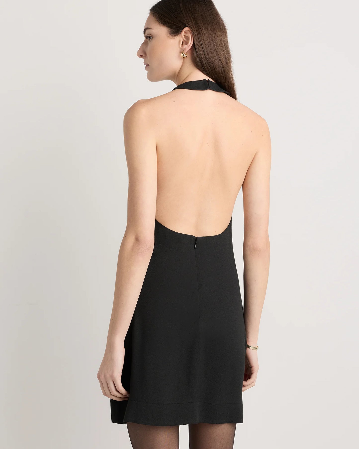 Lightweight Crepe Halter Mini Dress - XS / True Black