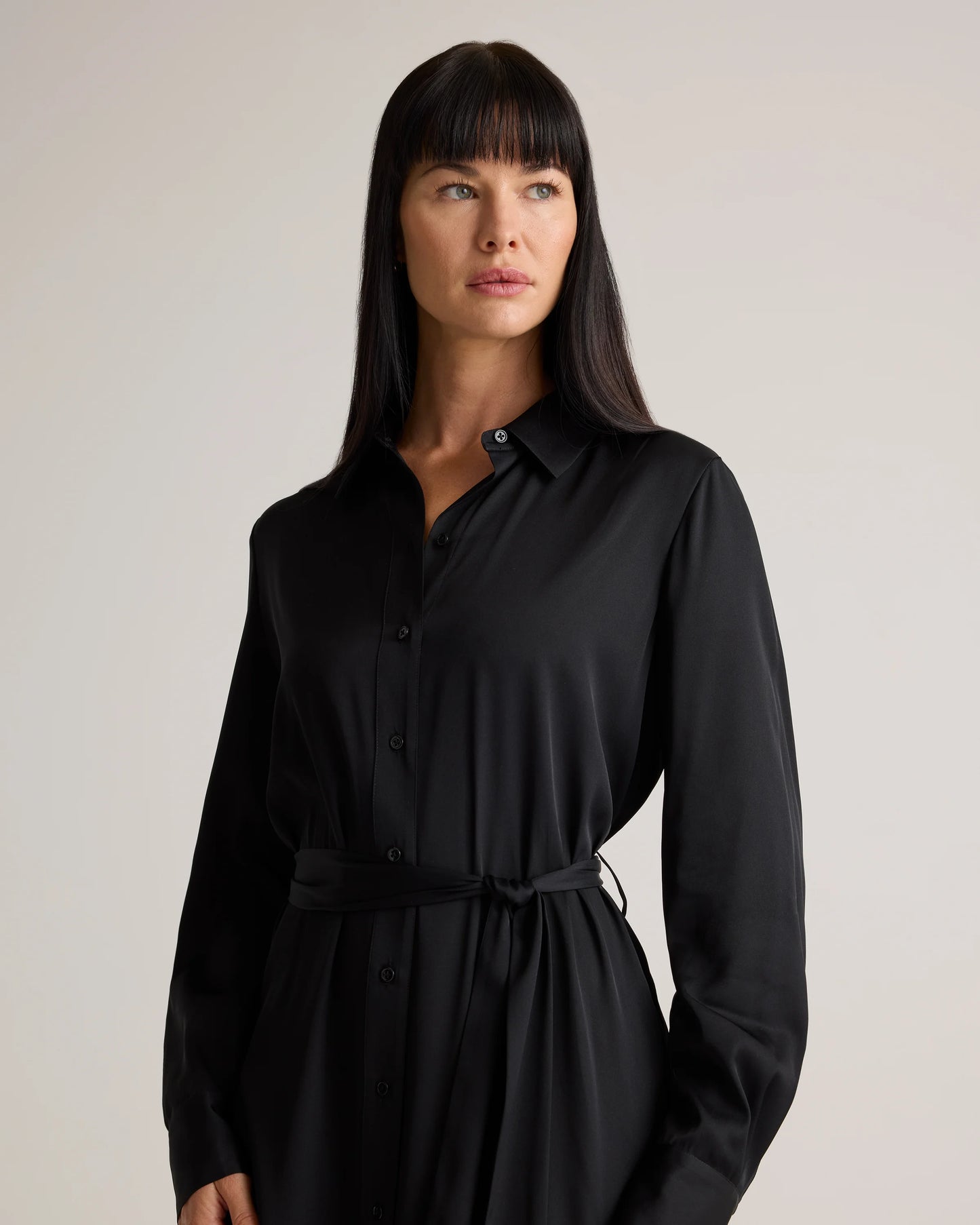 Washable Stretch Silk Maxi Shirt Dress - XS / Moonstone Blue