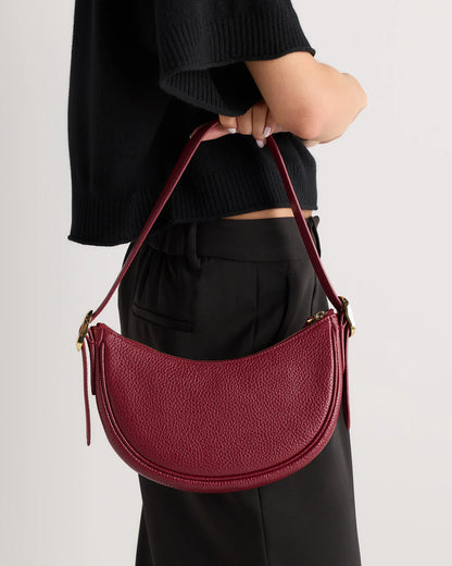 Italian Leather Mini Crescent Shoulder Bag - One Size / Espresso Brown