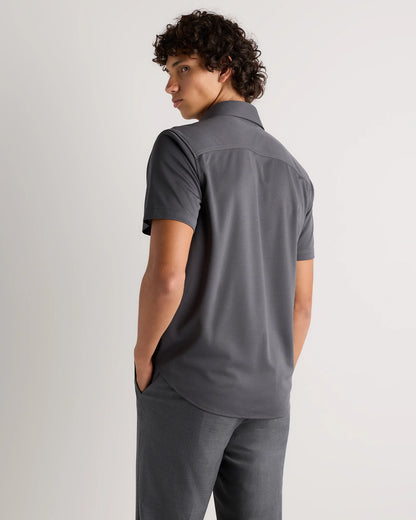 Commuter Stretch Pique Short Sleeve Button Down - S / Black