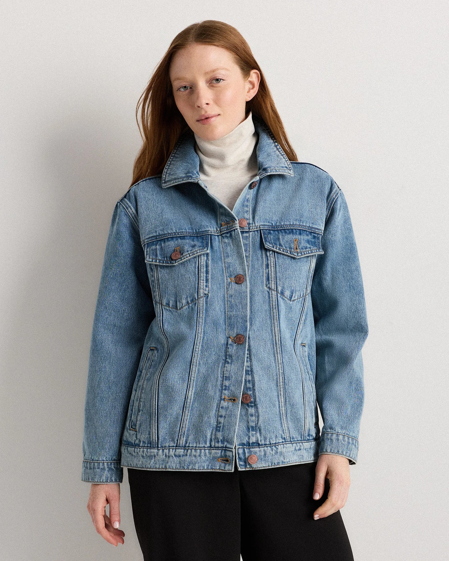 100% Organic Cotton Oversized Denim Jacket - XS / Washed Black