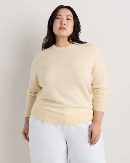 Mongolian Cashmere Crewneck Sweater - 1X / Pale Custard Yellow