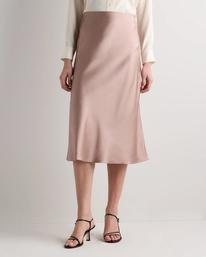100% Washable Silk Skirt - XS / Champagne