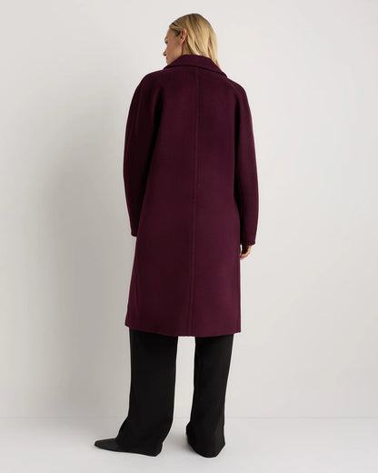 Wool Cashmere Double-Breasted Slouch Coat - XS / Winetasting