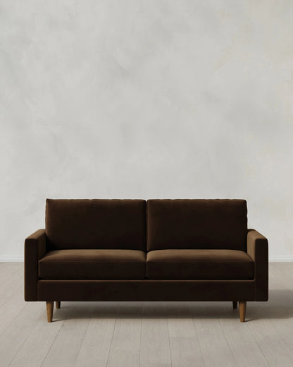 Atlas Midcentury Sofa in Performance Velvet - 6ft / Ivory