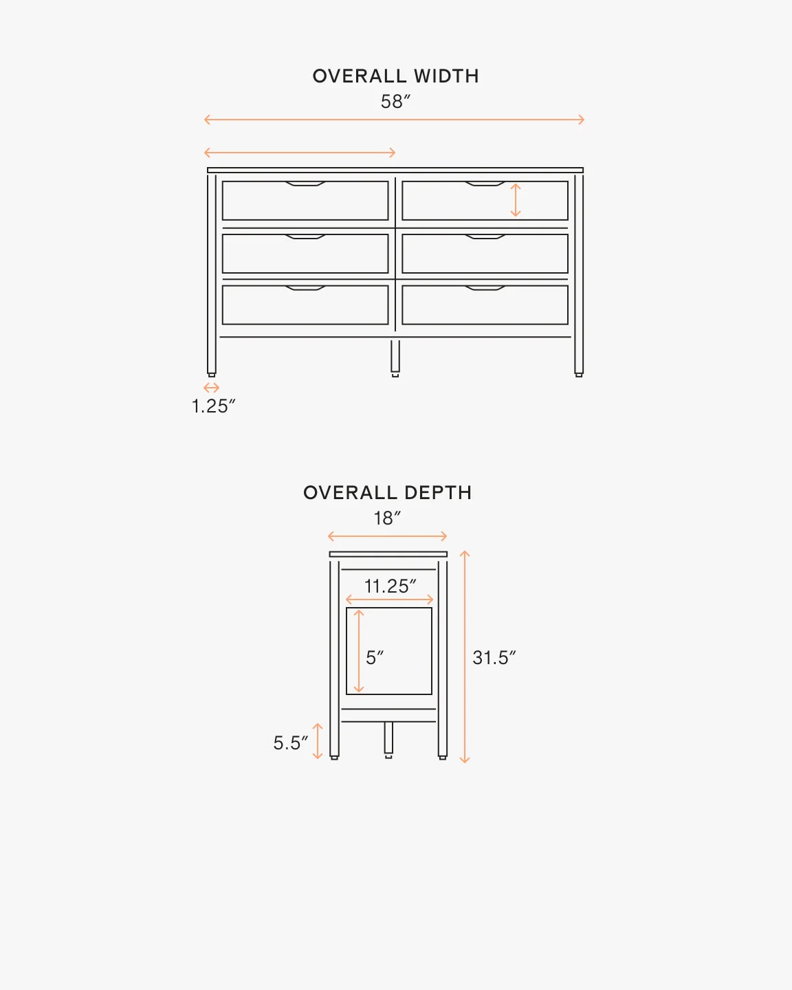 Solid Wood and Natural Rattan 6-Drawer Dresser - One Size / Natural