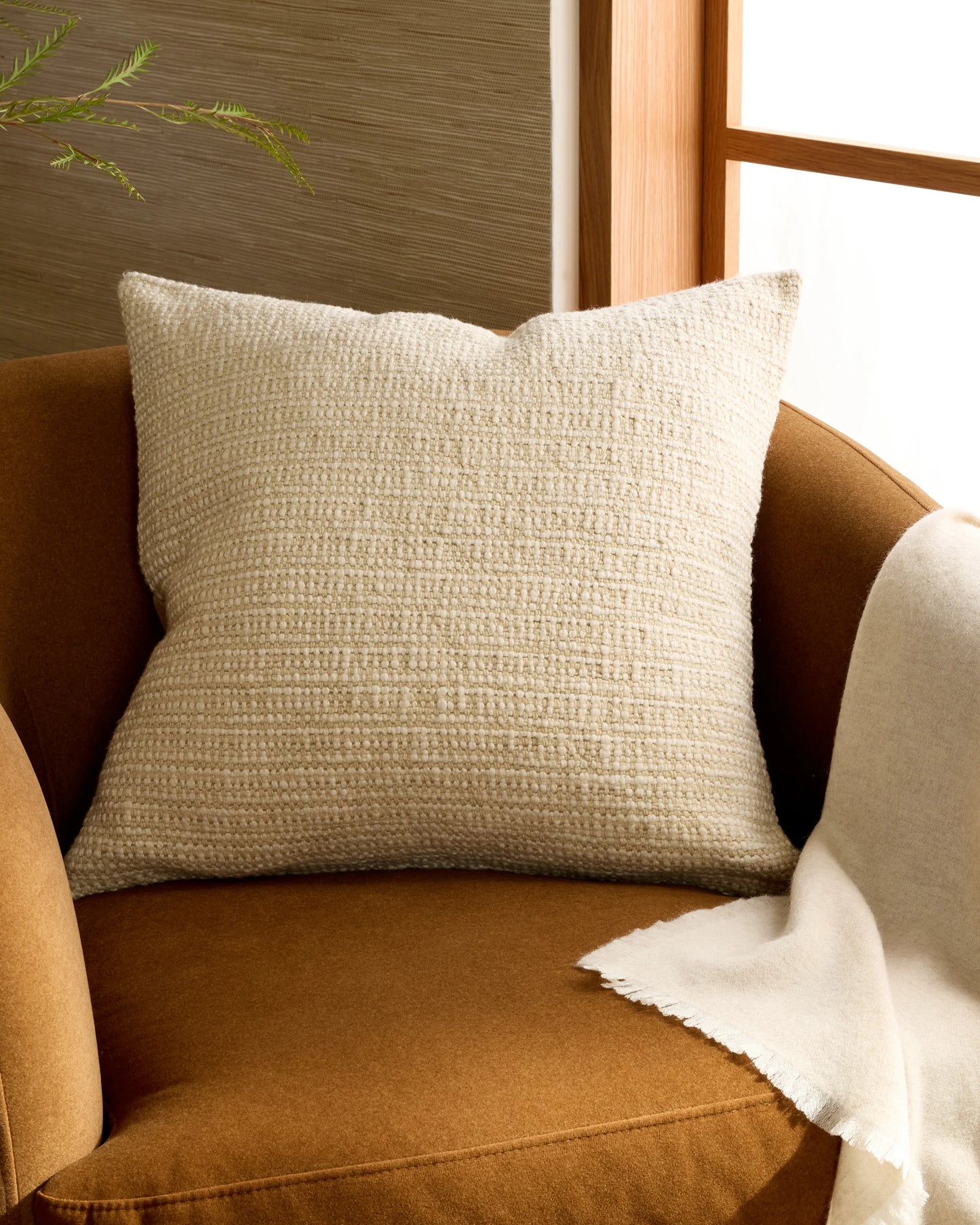 Wool Linen Textured Pillow Cover - 20x20 / Ivory
