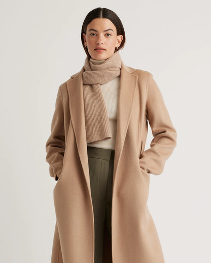 Mongolian Cashmere Ribbed Scarf - One Size / Brown