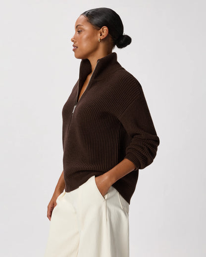 Australian Merino Wool Half Zip Sweater - XS / Heather Grey