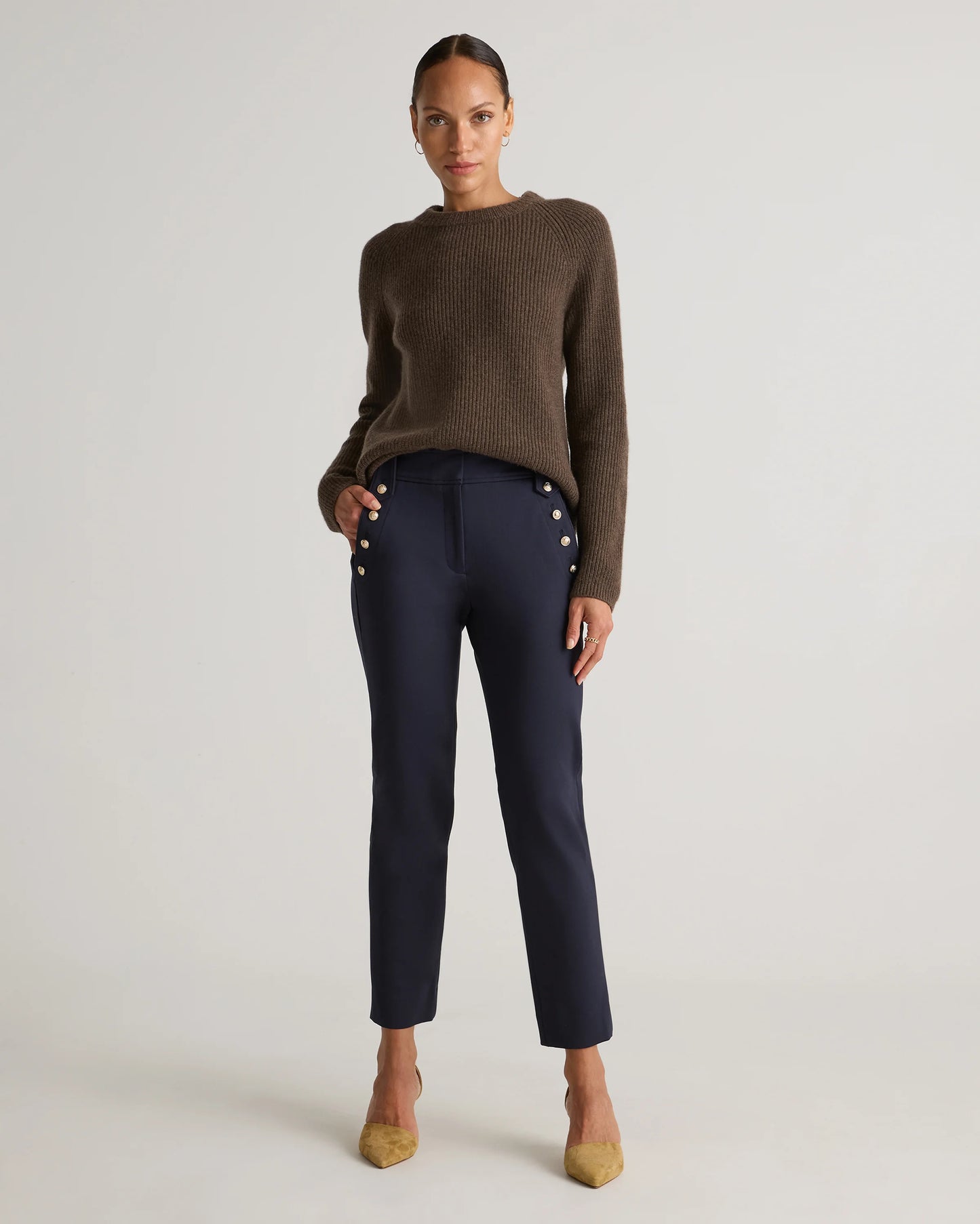 Ultra-Stretch Ponte Straight Leg Mariner Pants - XS / Morel Grey