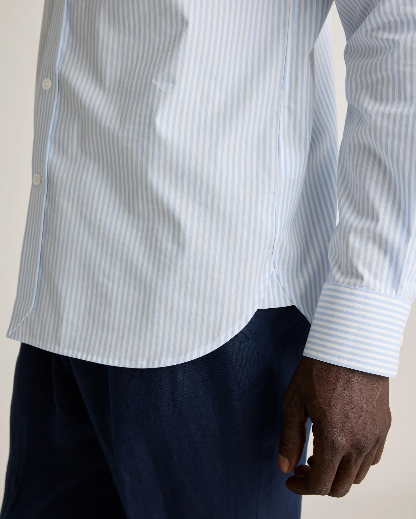 Organic Cotton Stretch Poplin Dress Shirt - S / White/Navy Minigrid