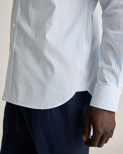 Organic Cotton Stretch Poplin Dress Shirt - S / White/Navy Minigrid
