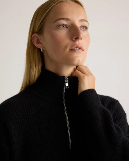 Mongolian Cashmere Fisherman Quarter Zip Sweater - XS / Ivory