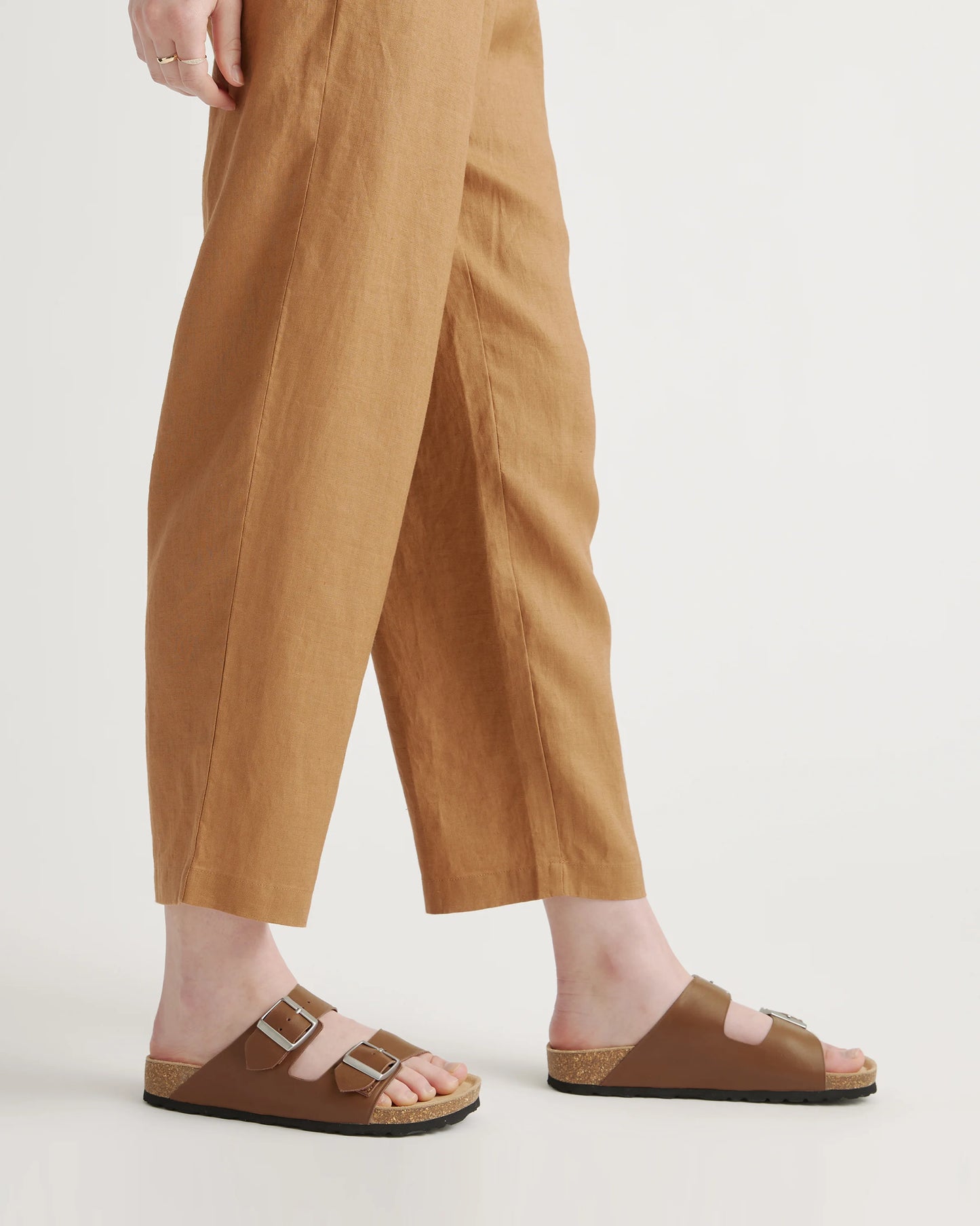 Nappa Leather Double Buckle Slide - 5 / Shell Pink