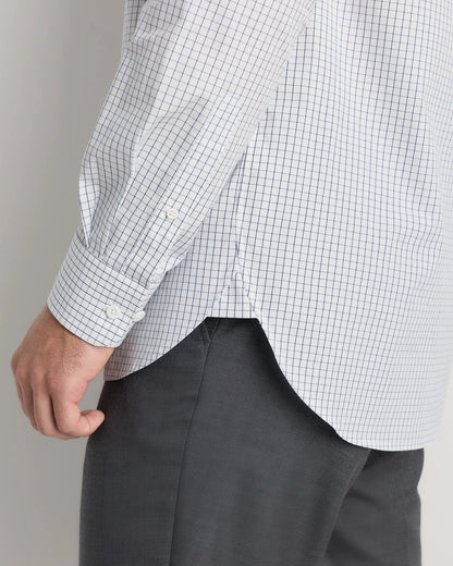 Organic Cotton Stretch Poplin Dress Shirt - S / White/Navy Minigrid