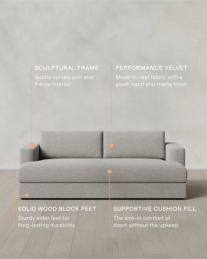 Sierra Curved Arm Sofa in Performance Basketweave - 7ft / Flax