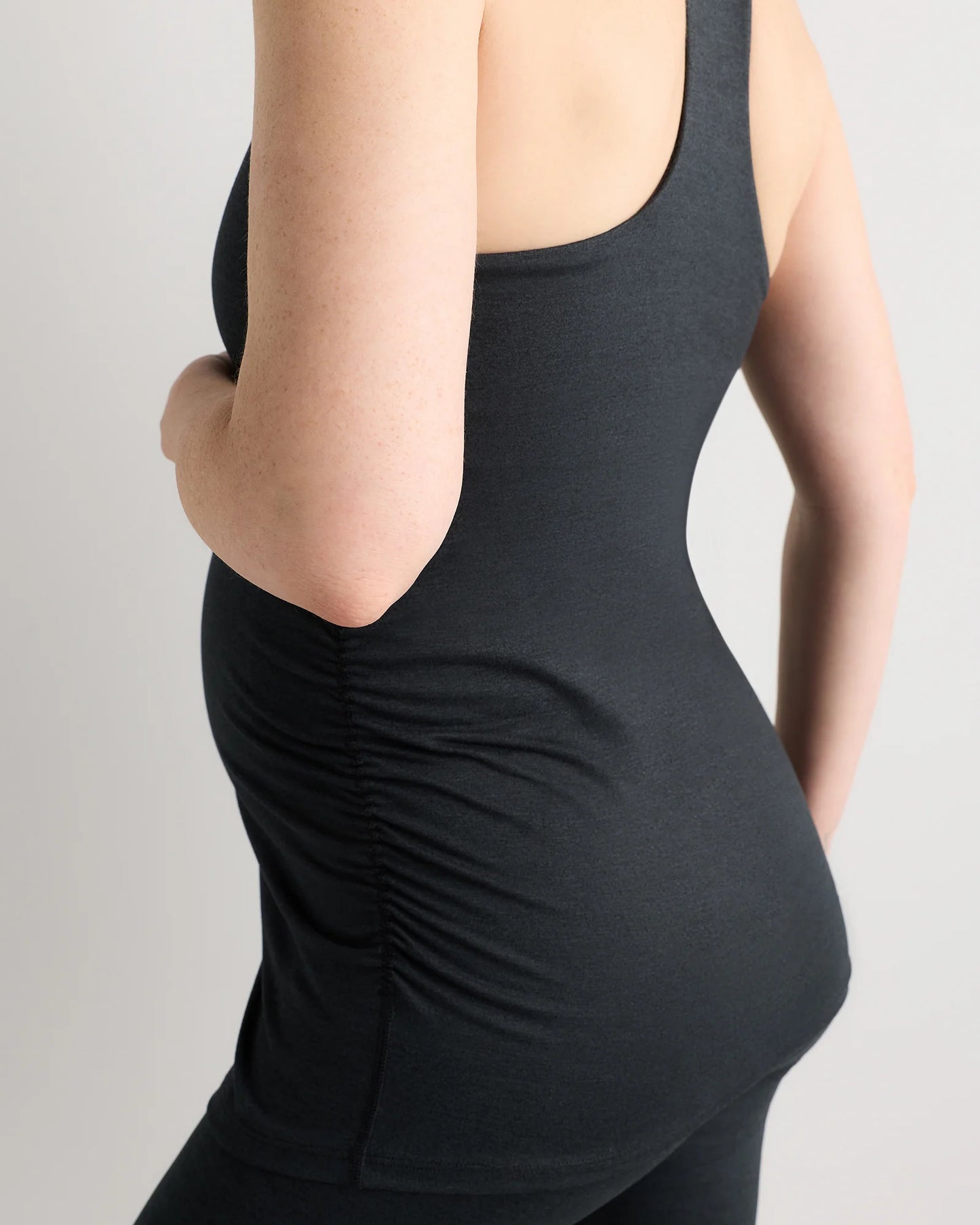 Ultra-Soft Maternity Built-In Bra Tank - XS / Heather Black