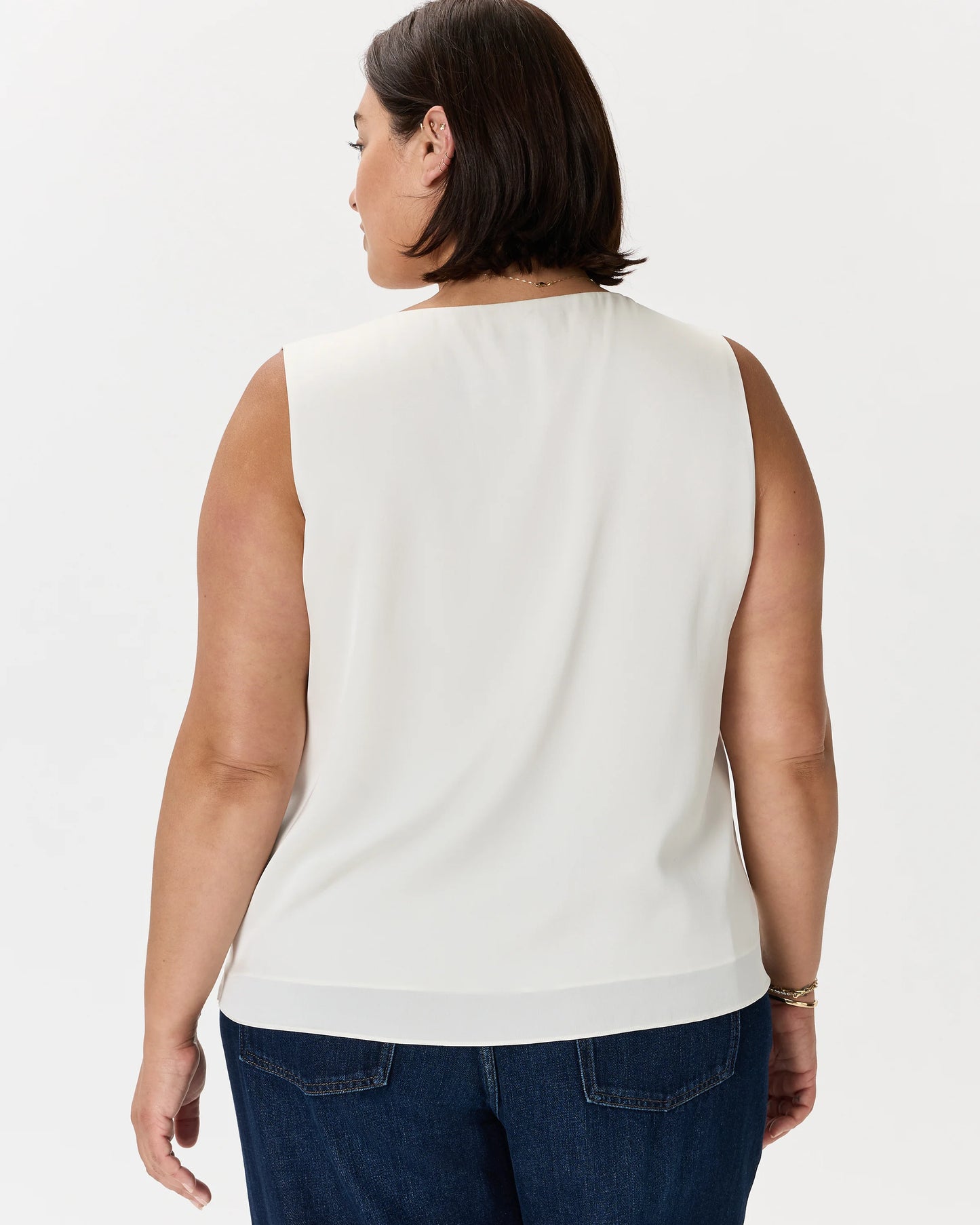 Washable Stretch Silk Tank - 1X / Navy
