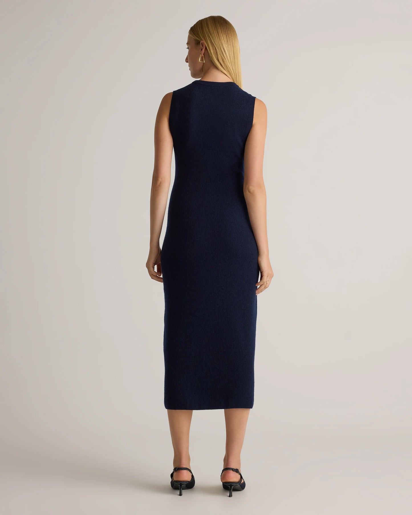 Mongolian Cashmere Sleeveless Midi Sweater Dress - XS / Black