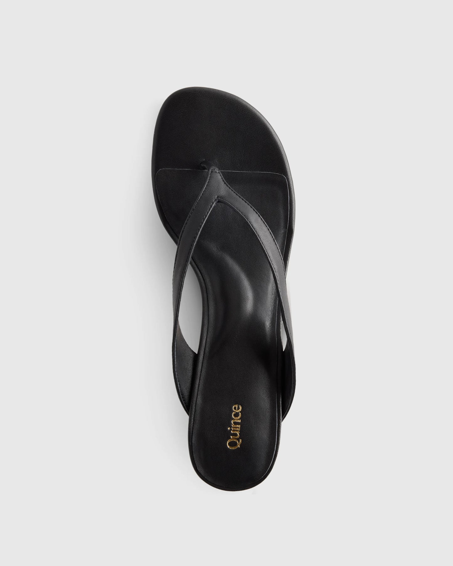 Italian Leather Thong Kitten Heel Sandal - 5 / Black