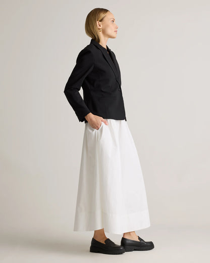 100% Organic Cotton Poplin A-line Maxi Skirt - XS / Classic White