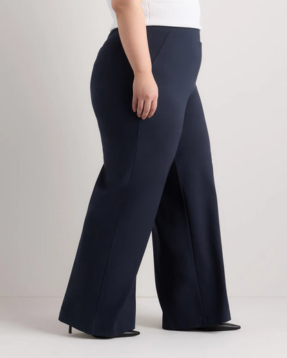 Ultra-Stretch Ponte Wide Leg Pants - 1X / Black