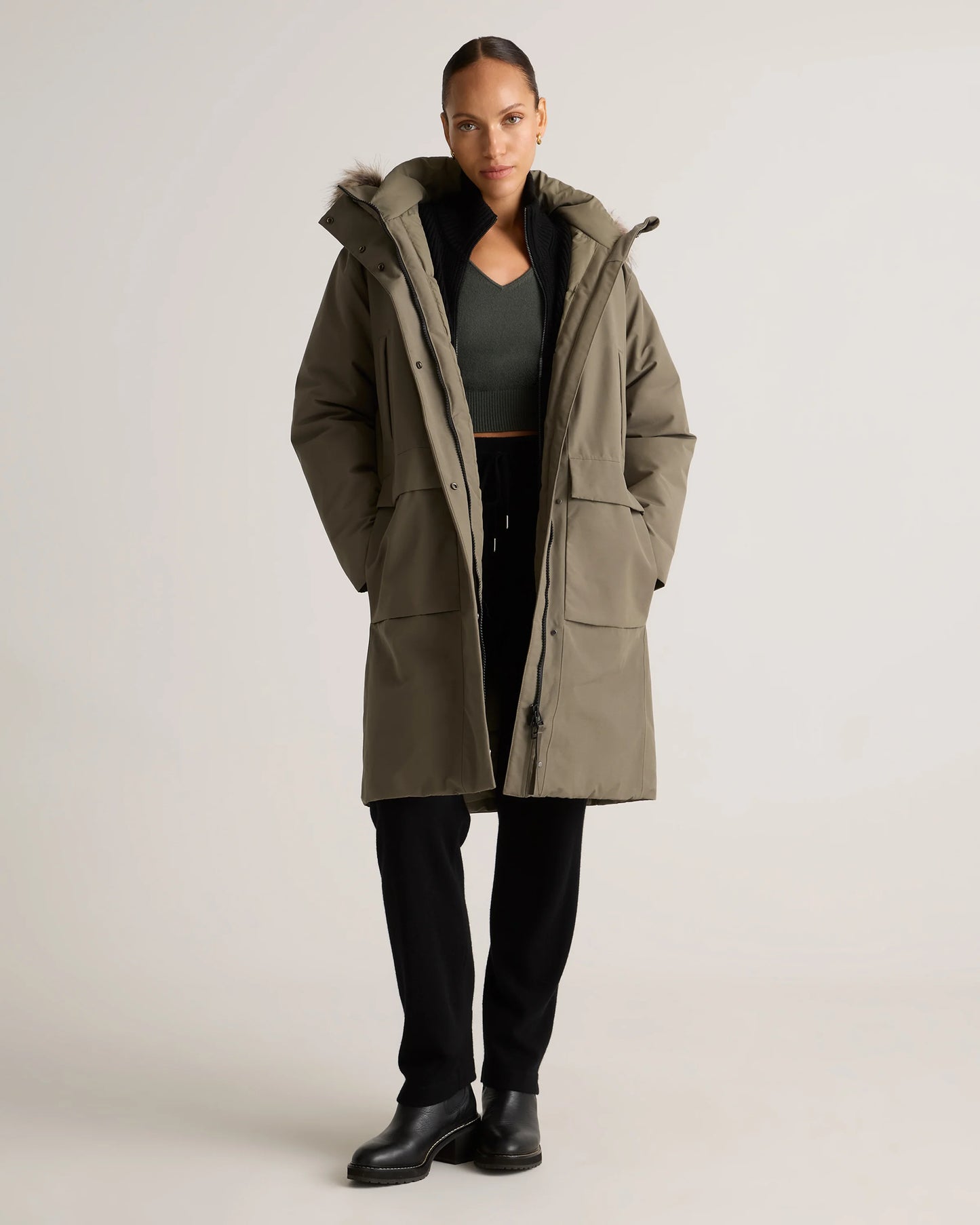 Responsible Down Hooded Long Parka - XS / Storm Blue