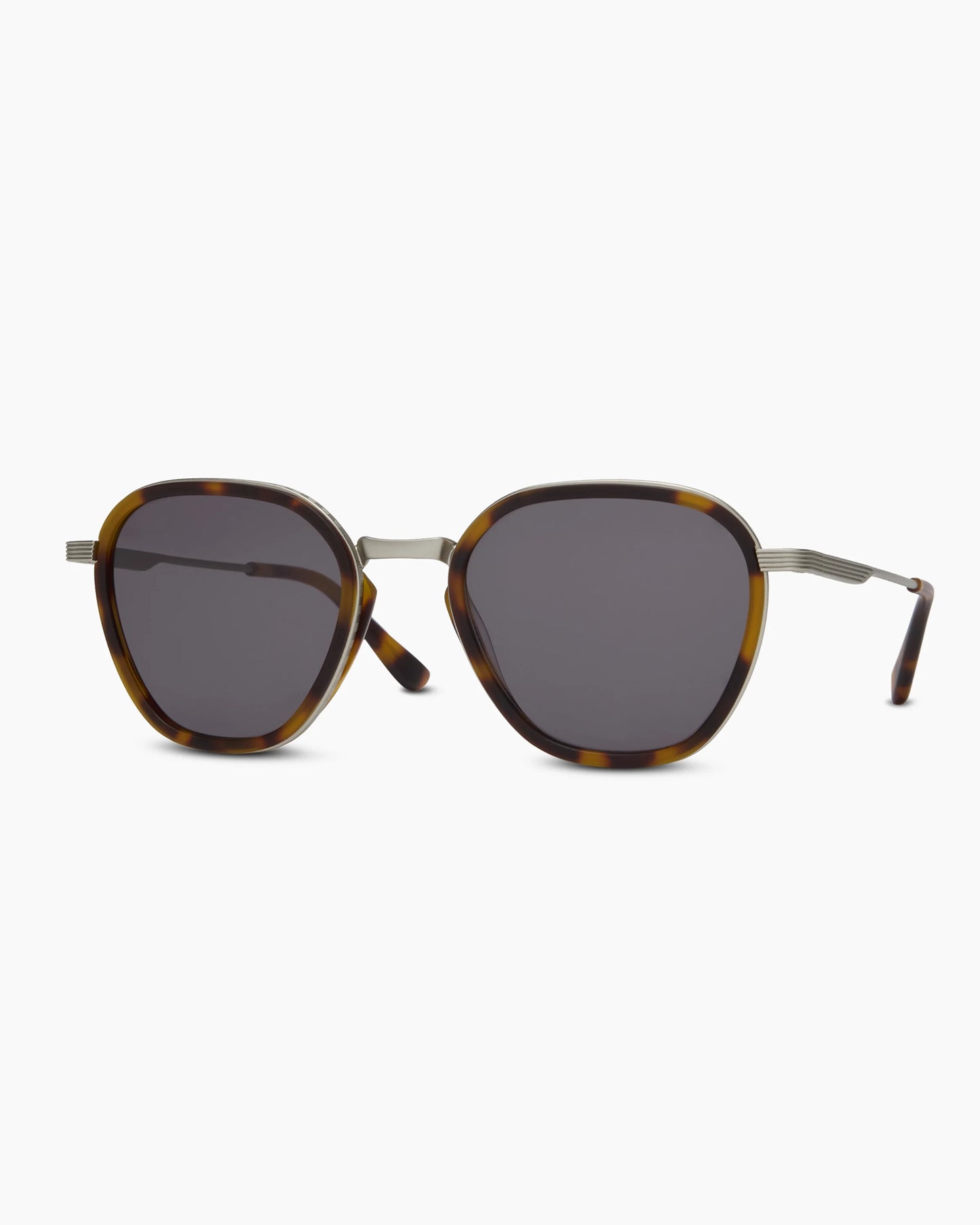Madrid Polarized Stainless Steel Sunglasses - Standard / Silver/Ginger Tortoise with Green lens
