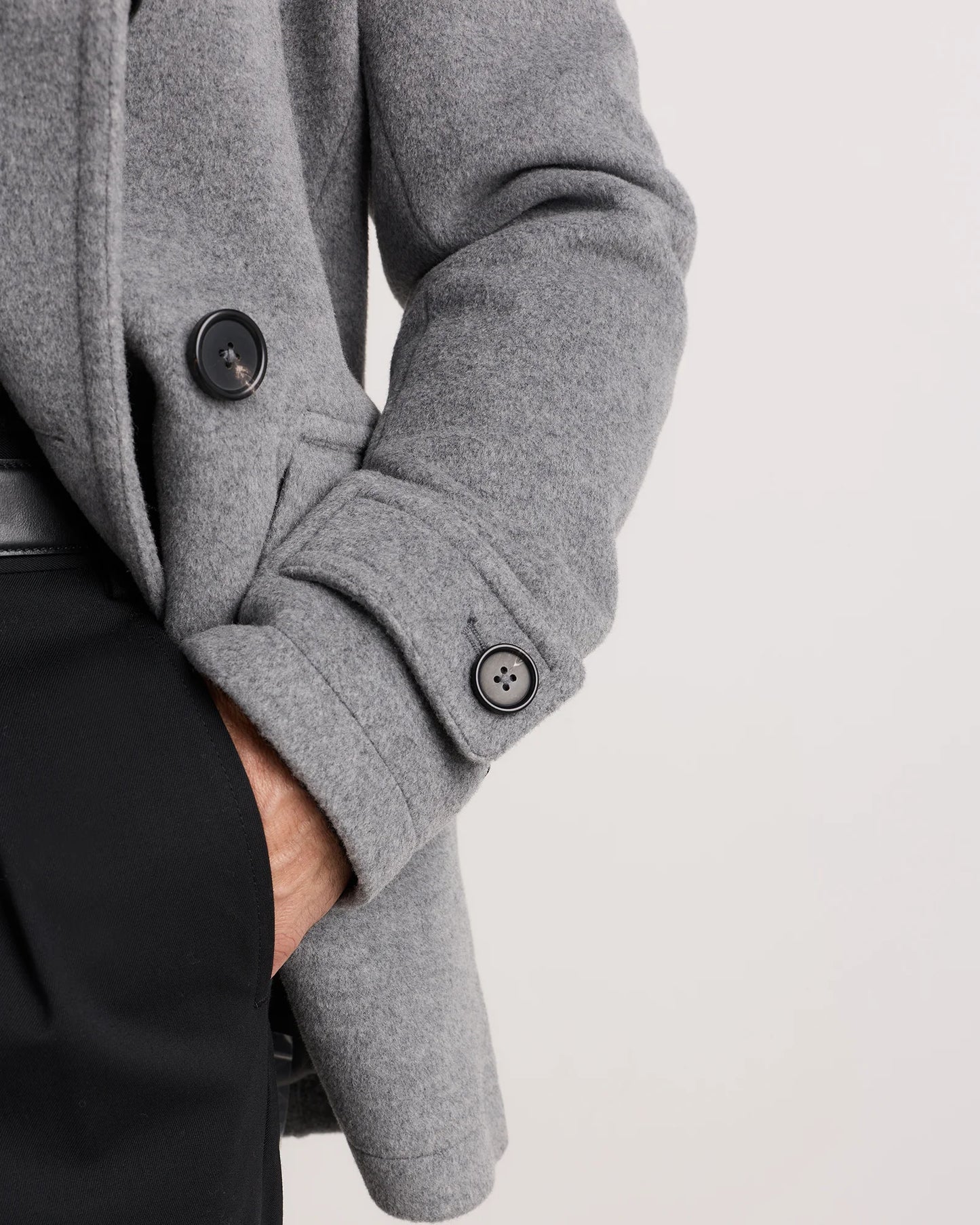 Wool Cashmere Peacoat - XS / Heather Charcoal
