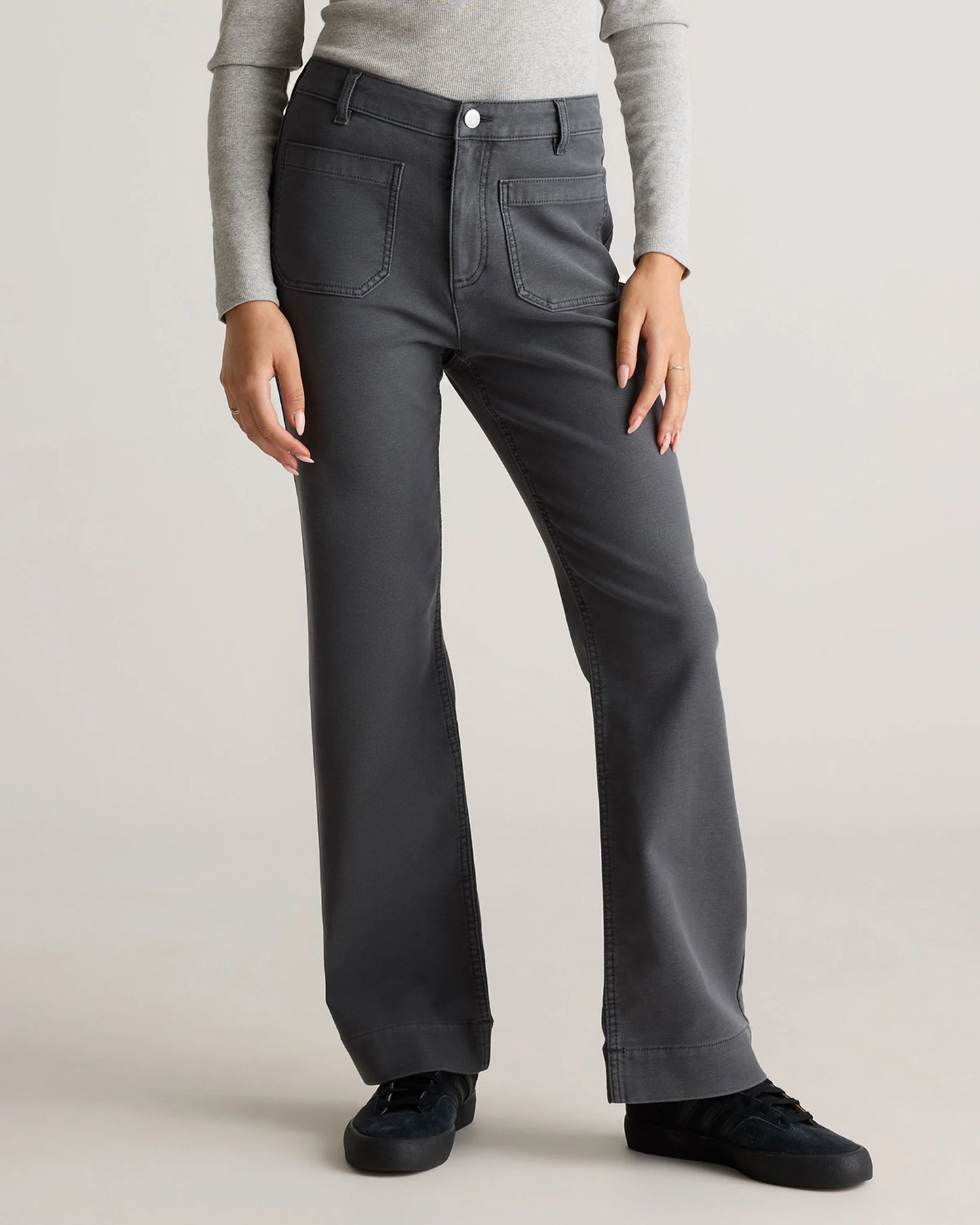 French Terry Wide Leg Pants - 0 / Bayberry Olive