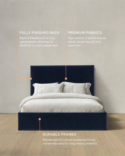 Square Bed in Performance Velvet - Full / Butterscotch