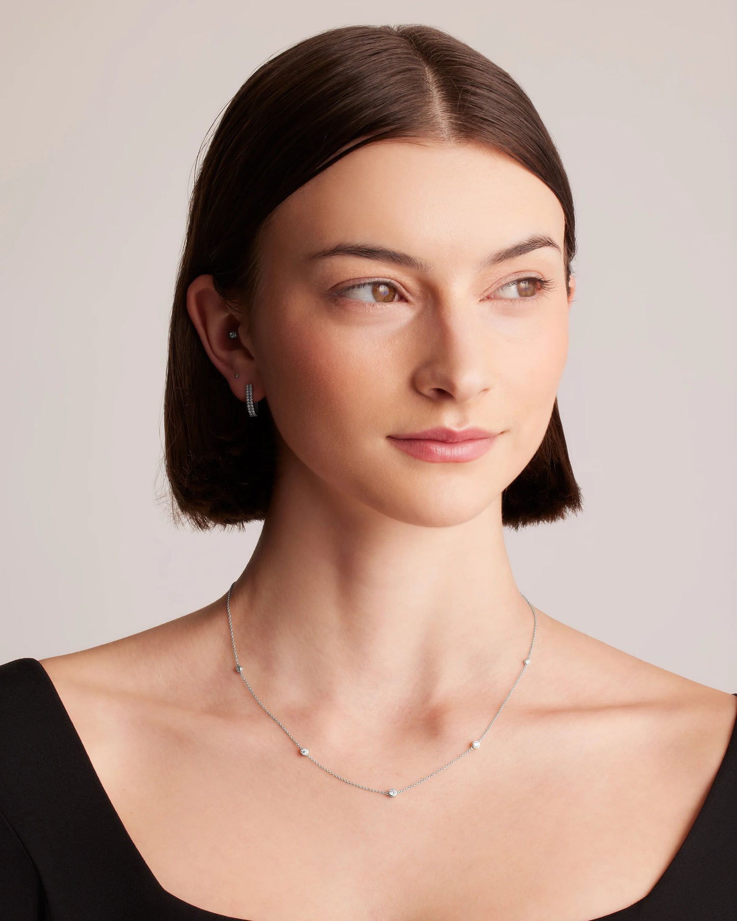 14K Gold Diamond Bezel Station Necklace - One Size / Yellow Gold