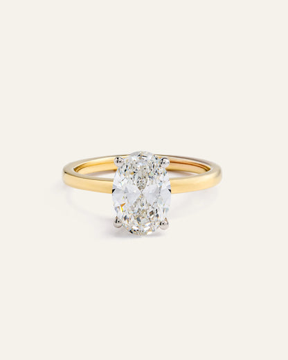 Lab Grown Diamond Oval Comfort Fit Engagement Ring - 2ct - 4 / Yellow Gold