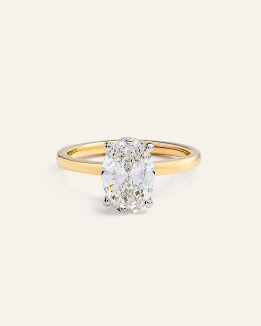 Lab Grown Diamond Oval Comfort Fit Engagement Ring - 2ct - 4 / Yellow Gold