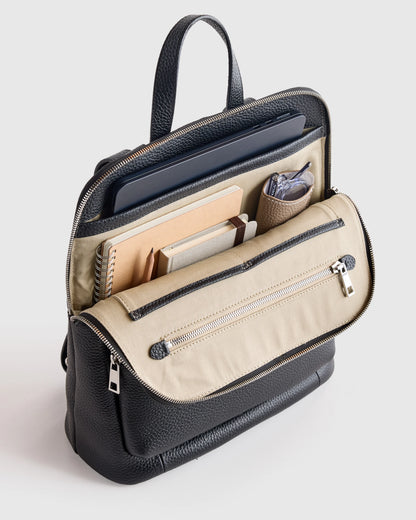 Italian Leather Convertible Backpack - One Size / Black