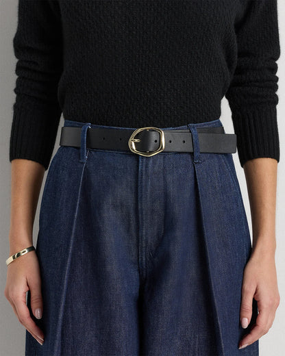 Zoe Sculptural European Leather Belt - XS / Black/Silver