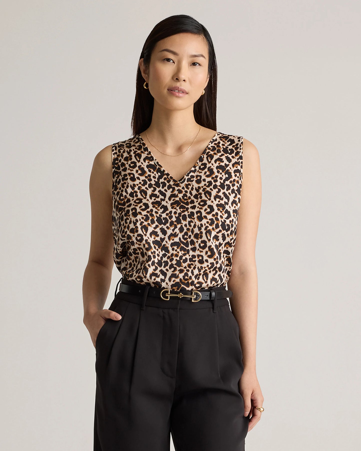 Washable Stretch Silk Tank - XS / Navy
