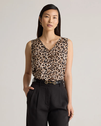 Washable Stretch Silk Tank - XS / Navy