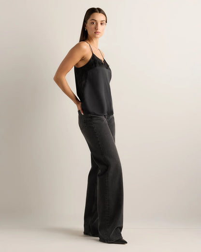 100% Washable Silk Lace Cami - XS / Black