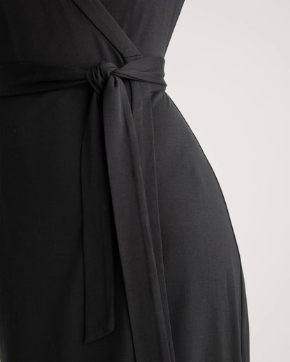 100% Silk Jersey Midi Wrap Dress - XS / Crimson Prism