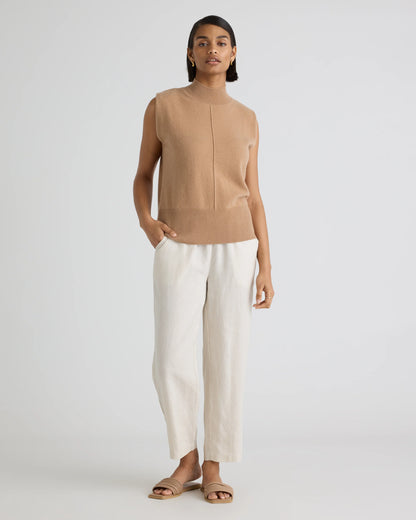 Mongolian Cashmere Padded-Shoulder Sweater Tank - XS / Heather Grey