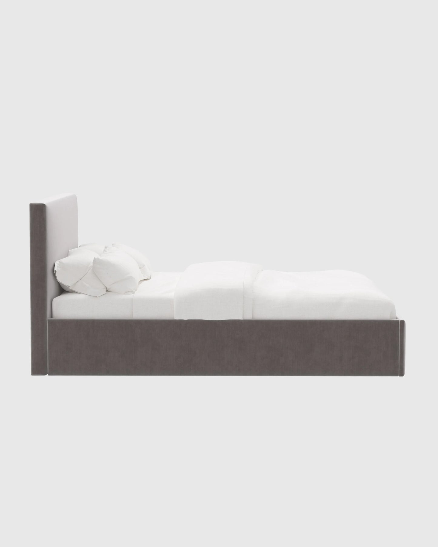 Square Bed in Performance Velvet - Full / Chocolate