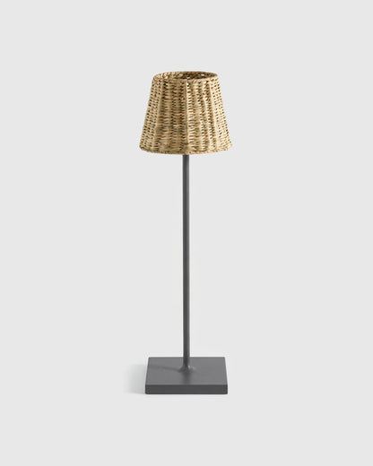 Poldina Pro Rechargeable Table Lamp with Seagrass Shade by Zafferano - Regular / White