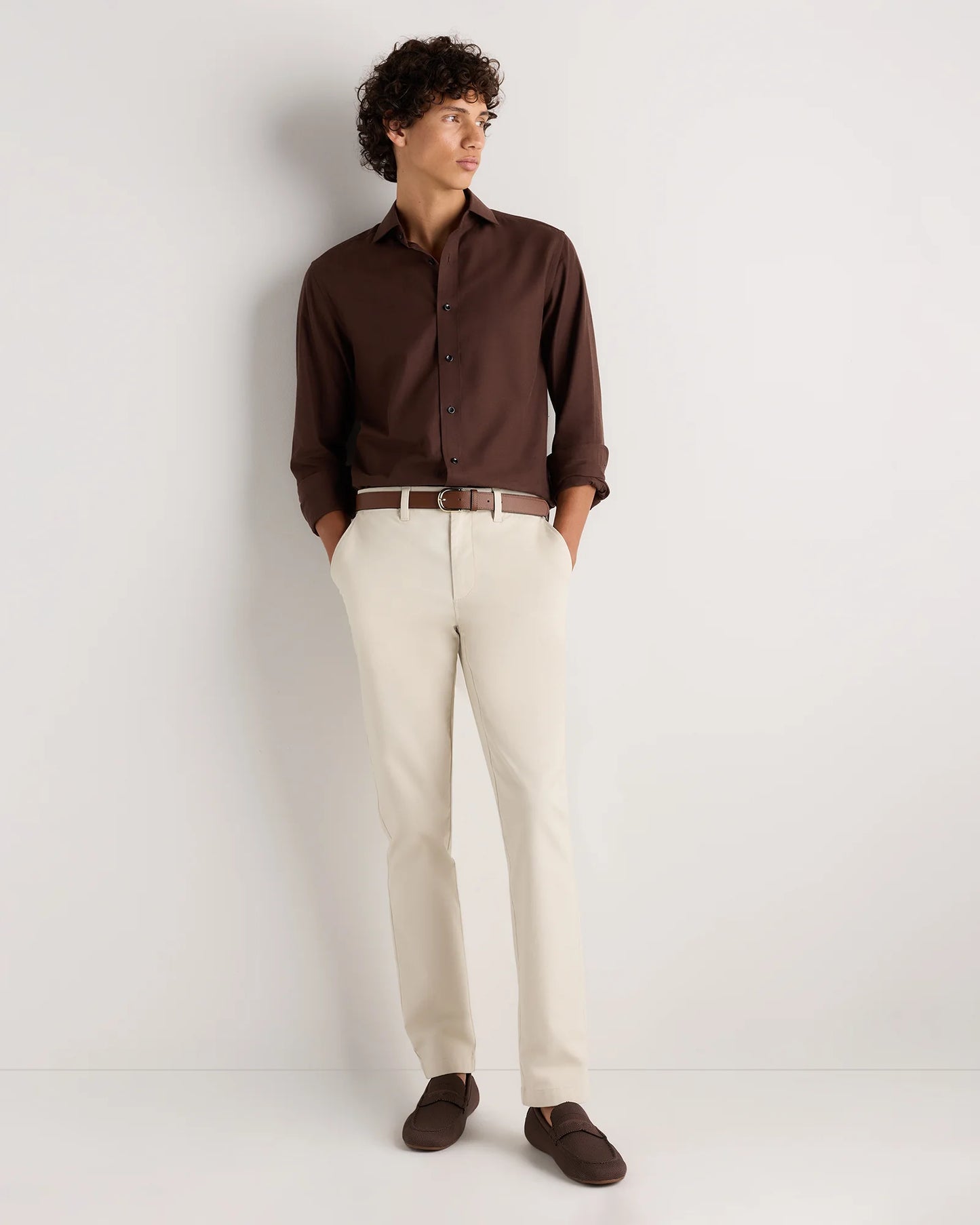 Organic Cotton Stretch Chino Pants - Slim - 30X30 / Stone