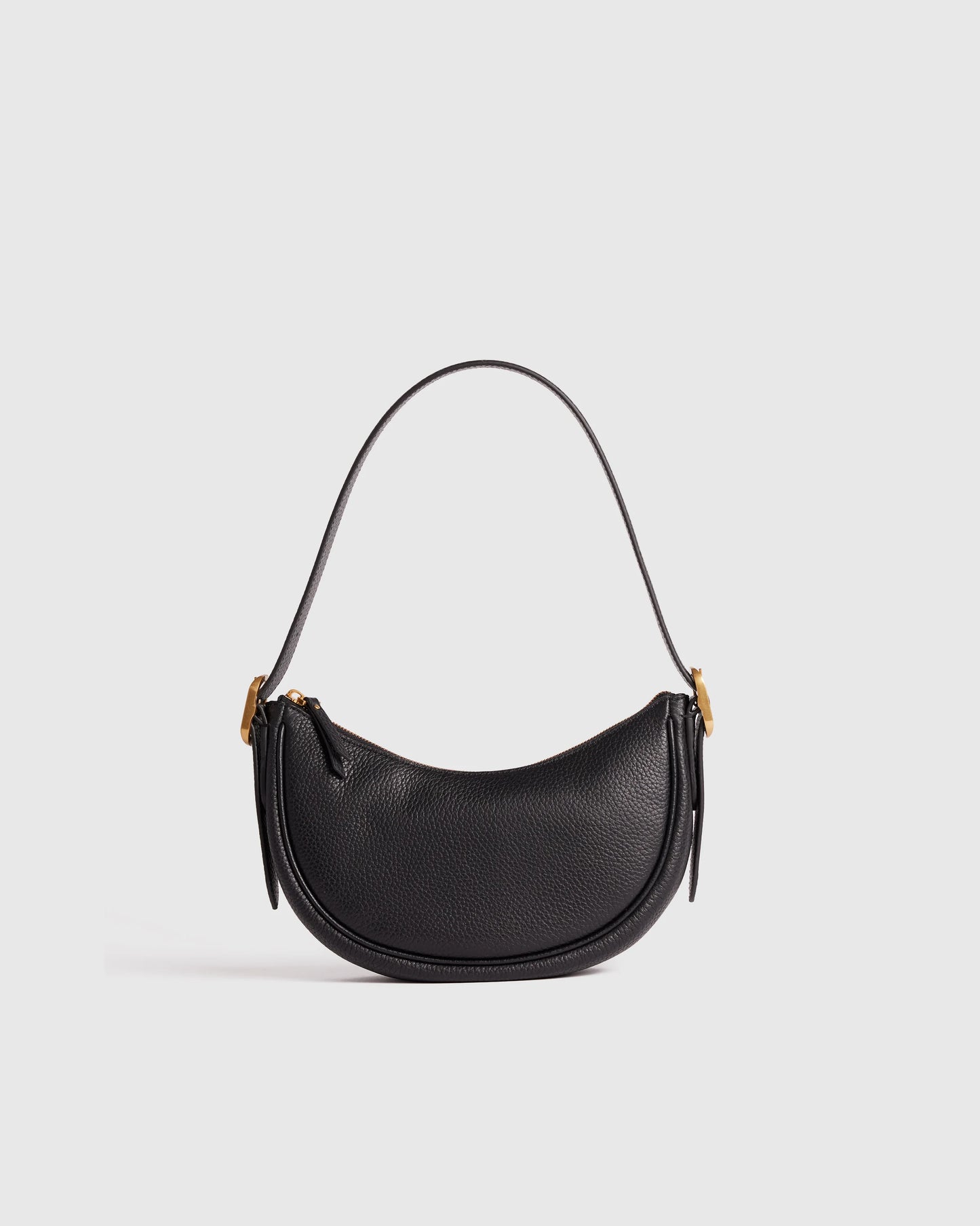 Italian Leather Mini Crescent Shoulder Bag - One Size / Espresso Brown